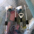 Mid-century Bar Set Lucite With Faux Pearls And Chrome   Vintage Bar Tools Mcm