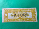 Philippines 1944  nd  5 Peso Victory Note Mckinley Dewey F08030417 P-96 Vf Cond 