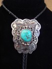 Navajo Indian Nickel Silver   Turquoise Bolo Tie - Cleveland