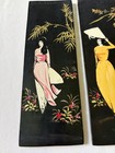 Vintage Set Of 4 Asian Decorative Wall Art Black Lacquer 11 1 2  Tall  4  Wide