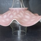 Cased Glass Pink purple Diamond Oil Lamp Petticoat Chimney Shade Vintage