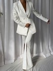 Luxury Rhinestone Business Women s Suits Shawl Lapel Double Breasted Jacket Pant