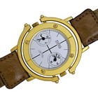Fossil Collection Dual Time Gmt Vintage Rare Mens Watch Gold Original Strap 41mm