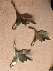 Vintage Brass Lot Of 3 Flying Duck Goose Seagull Birds Wall Decor Mcm