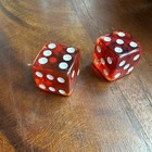 2 Vintage Antique Loaded Bakelite Red Cherry Amber  Dice Gambling Cowboy