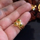 Omer 3 Pcs 925 K Silver Peridot Gold Stack Ring Set Handmade Artisan Jewelry