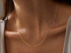 925 Sterling Silver 1mm Gold Thin   Sturdy Cable Chain Necklace 16 -24 