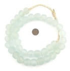 Clear Aqua Recycled Glass Beads 18mm Ghana African Sea Glass Blue Round Handmade
