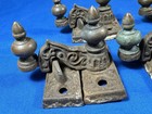 5 C 1875 Eastlake Window Latches W  Original Matching Keepers   Brass Tips