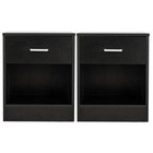 Set Of 2 Bedside End Tables Bedroom Nightstand W drawer And Open Shelf