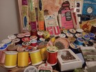 Huge Vtg Sewing Notions Lot 300  Items   Thread tools bias Tape zippers needles 