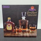 Crown Royal Whiskey Decanter And 2 Glasses Set Etched Logo Heavy Glass