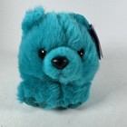 Mjc Swibco Puffkins Plush Telly Bear Teal Blue Green 1994 4  Beanie With Tag