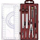 13 Pieces Math Compass And Protractors Set Geometry Tools Kit Metal Brown