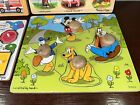 Lot Of 4 Melissa   Doug   Disney Wooden Peg Puzzles Vehicles  Animals   Shapes