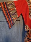 New Vtg 70s Kaftan Shirt Dashiki Africa Print Bell Sleeve Hippie Xl Red Unisex 