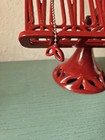 Vintage Red Enamel Cast Iron Cookbook Stand W butterfly Page Holders On   