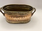 Vintage Copper Oval Planter Cachepot Brass Handles Rustic Farmhouse Decor