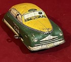 Vintage Cortland  c4000 Wind Up Tin Litho 7  Taxi Checker Cab-weak Springs