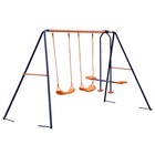 Outdoor Double Swing Set Heavy Duty Metal Frame Backyard Home Kids Children