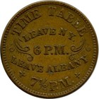 New York And Albany Peoples Line Of Steam Boats Civil War Era Time Table Token