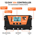 30 Solar Panel Battery Charge Controller 12v 24v Auto Regulator Lcd Usb Type-c