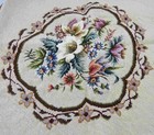 Large Vintage Wool Hand Stitched Floral Petit Point   Needlepoint 25  X 25 