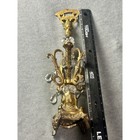 Vintage Brass Girandole Lamp Base French Rococo Crystal Prisms Hollywood Regency