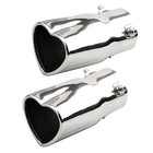 2pcs Car Exhaust Tip 2 5    Inlet Heart Shaped Tail Pipe Stainless Silver Universa