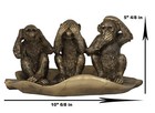 Whimsical See Hear Speak No Evil Rainforest Ape Monkeys On Banana Leaf Statue