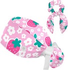 Butterfly Scrub Cap Women With Ponytail   Buttons Adjustable Surgical Nurse Hat