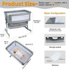 3-in-1 Baby Bassinet Bedside Sleeper  Adjustable Portable Crib With Wheels  Trav