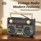 Umutoo Retro Am fm sw Radio Bluetooth Speaker Dual Speakers With Large Knobs