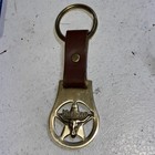 Vintage Marlboro Solid Brass Leather Key Chain Keyring Longhorn Star