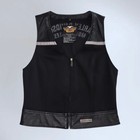 Vtg 2000s Harley-davidson Women s Small Black Vest With Leather Trim Motorcycle