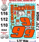 White Vinyl Racing Sticker Sheet 96 Hooters-r c Model Die-cut-decals 1 12-1 10