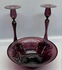 Steuben Amethyst Glass Console Set Bowl And Pair Of Candlesticks  Circa 1920s