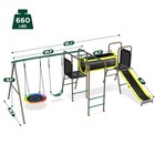 Metal Playground Swing Set Heavy Duty For Kids Backyard   2 Swings slide ladder