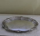 Sterling Silver Round Shaped Salver  Chased   Pierced Border