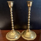 2133  Vintage Solid Brass Made In Korea Candlestick Holder 7  Tall  candle Holder