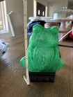 Vintage Green Glass Frog Cast Iron Base Night Light lamp