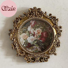 Small Vintage 4x4 Round Picture Frame  Mini Antique Ornate Circle Photo Frame  T