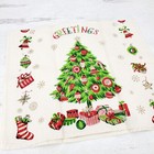 Vintage Retro Christmas  greetings  Christmas Tree Linen Kitchen Tea Towel