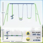 2-in-1 Kids Metal Swing Set For Backyard