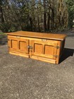 Vintage White Clad Tiger Oak Ice Box  Coffee Table  2-door Cabinet  Lift Top