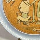 Vintage Mid-century Aluminum Tray Danish Style Cork Center Dutch Folk Art