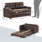 Full Size Futon Sofa Bed Transitional Tufted Leather Match Sofa Convertible