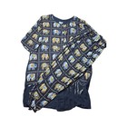 Jewel Queen   Vintage Elephant Print Two-piece Button Down Tunic Pants Set   Xl