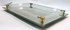 Vintage 1980 s 8x11 Rectangle Vanity Mirror Tray W Clear Glass Tube Rails