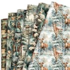 Watercolor Christmas Wrapping Paper Rolls Vintage Holiday Gift Wrap 6 Pk L